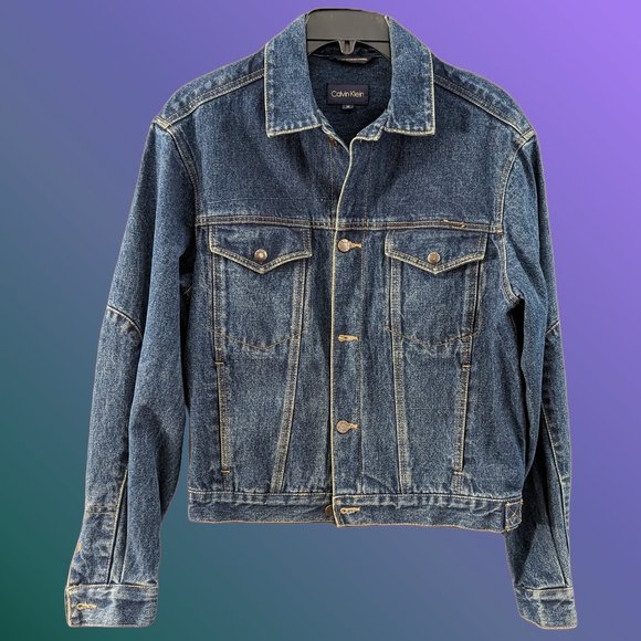 Calvin Klein Men's Blue Jean Trucker Jacket -- M - Picture 1 of 4
